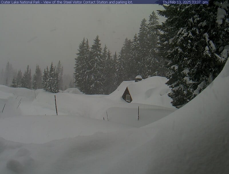 Crater Lake Snow Depth Reaches 132 Inches, More Snow Expected Soon