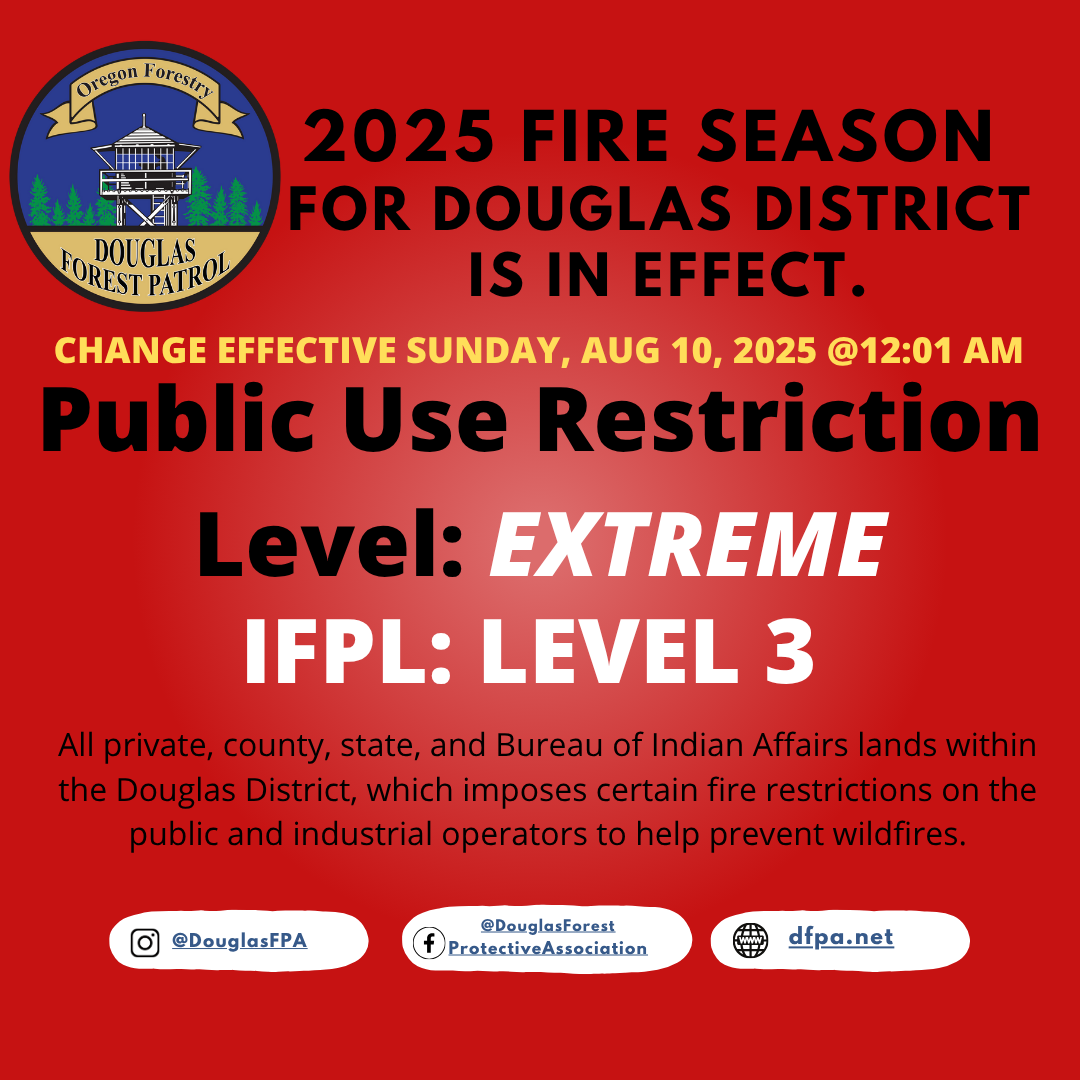 Fire Danger Raised to Extreme Across Douglas District: Public Restrictions Increase