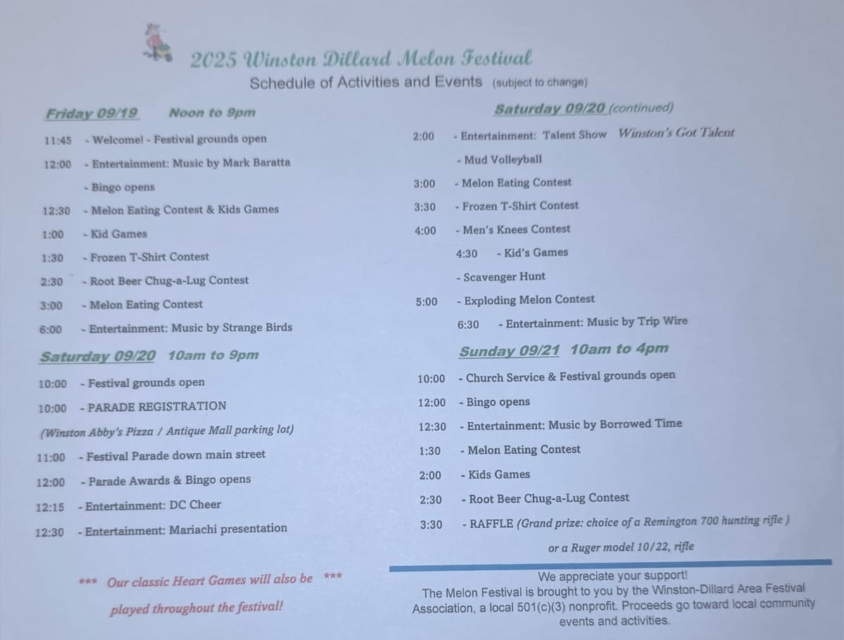 Winston-Dillard Melon Festival Kicks Off Friday With Full Weekend of Events