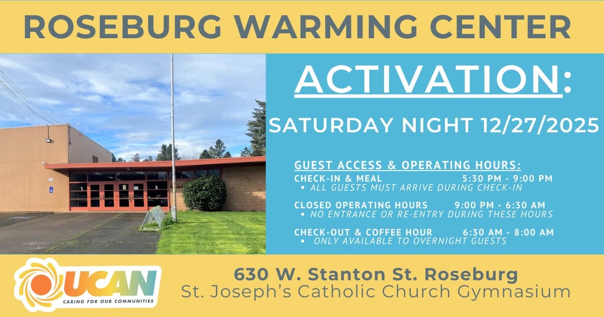 Roseburg Warming Center Activated Saturday Night as Cold Weather Continues