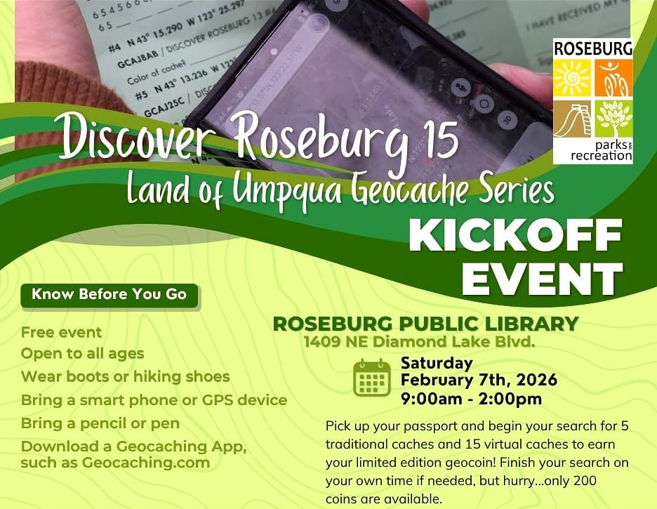 Roseburg Parks and Recreation to Launch Discover Roseburg 15 Geocache Series Feb. 7