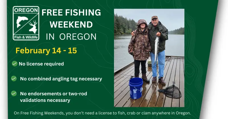 Oregon Free Fishing Weekend Set for Feb. 14–15, Licenses Not Required