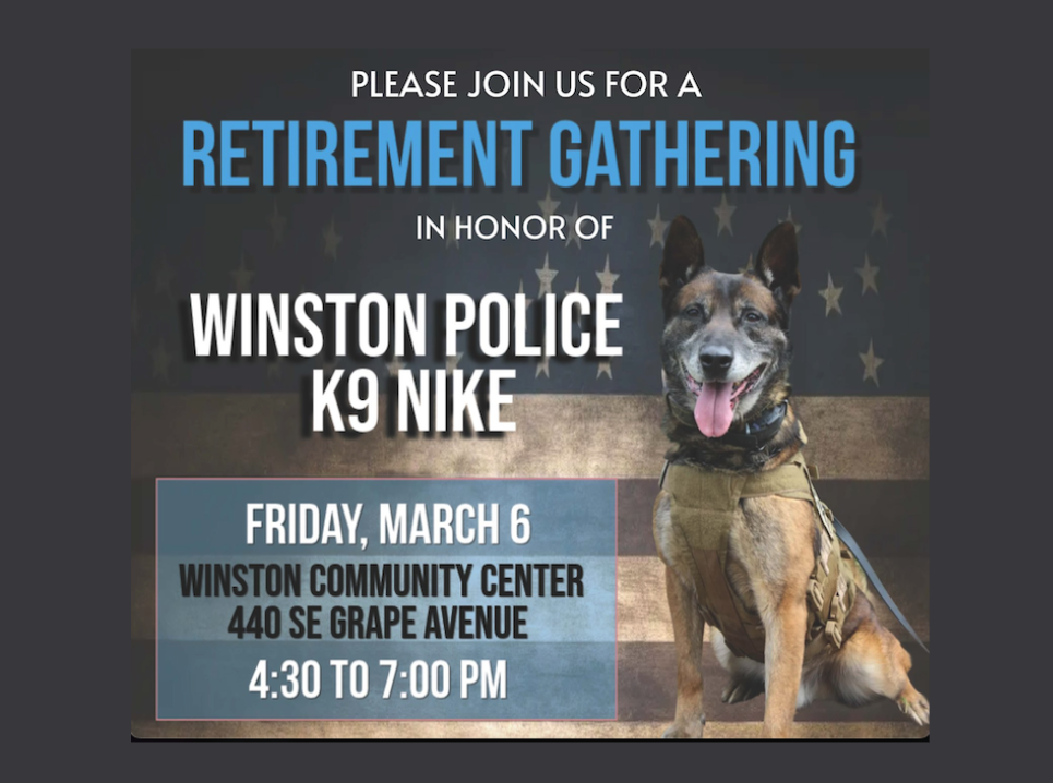 Winston Police K9 Nike Set To Retire After More Than 8 Years Of Service