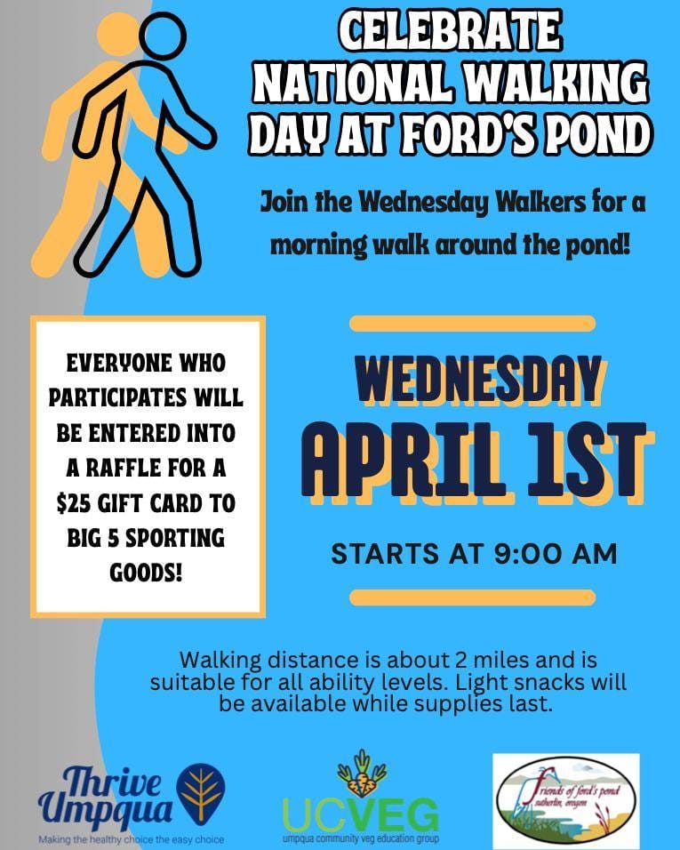 Thrive Umpqua Invites Community To Celebrate National Walking Day At Ford’s Pond