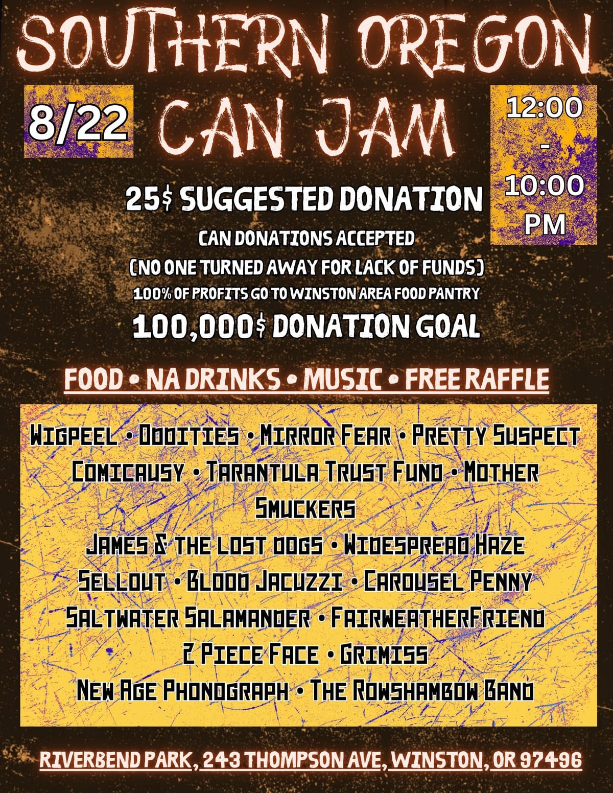 Southern Oregon Can Jam Brings 20 Bands to Winston Saturday to Support Local Food Pantry