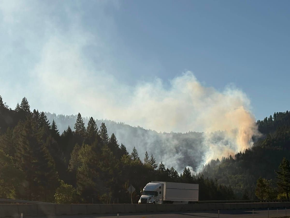 Fire Near I-5 in Wolf Creek Grows to 5-10 Acres