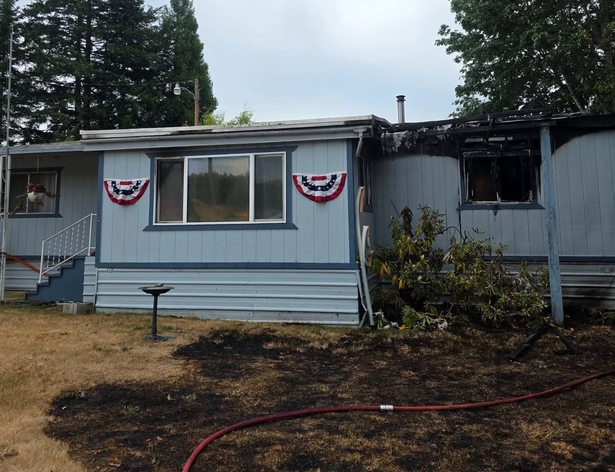 Electrical Fire Destroys Camas Valley Home, Displaces Two Residents
