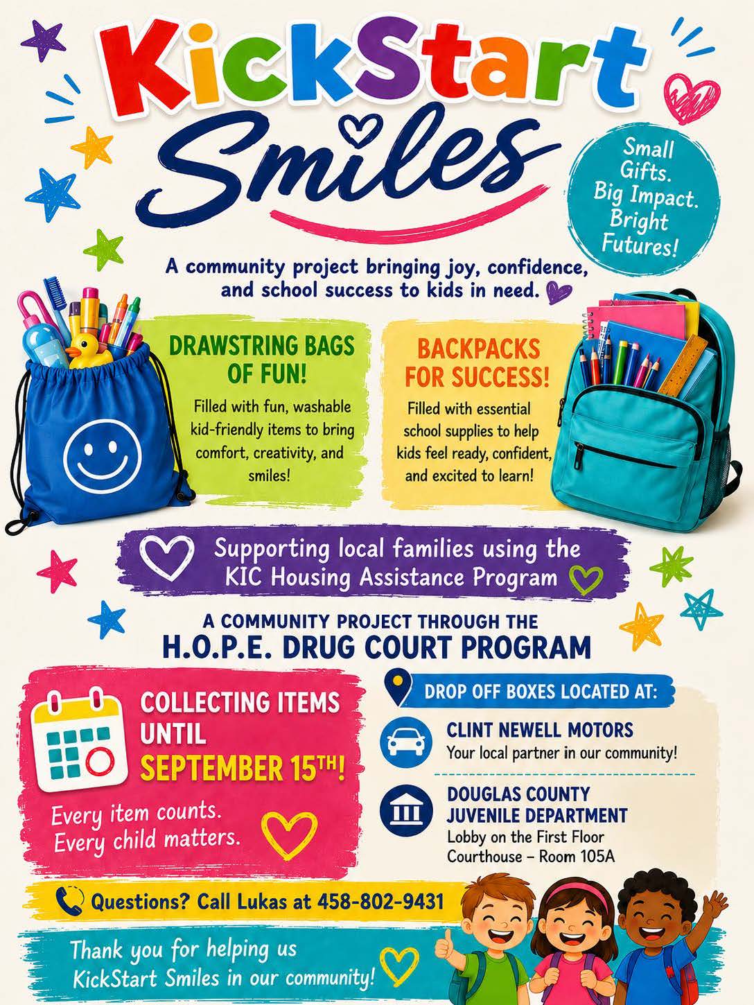 KickStart Smiles Project Collecting Toys, School Supplies for Local Children