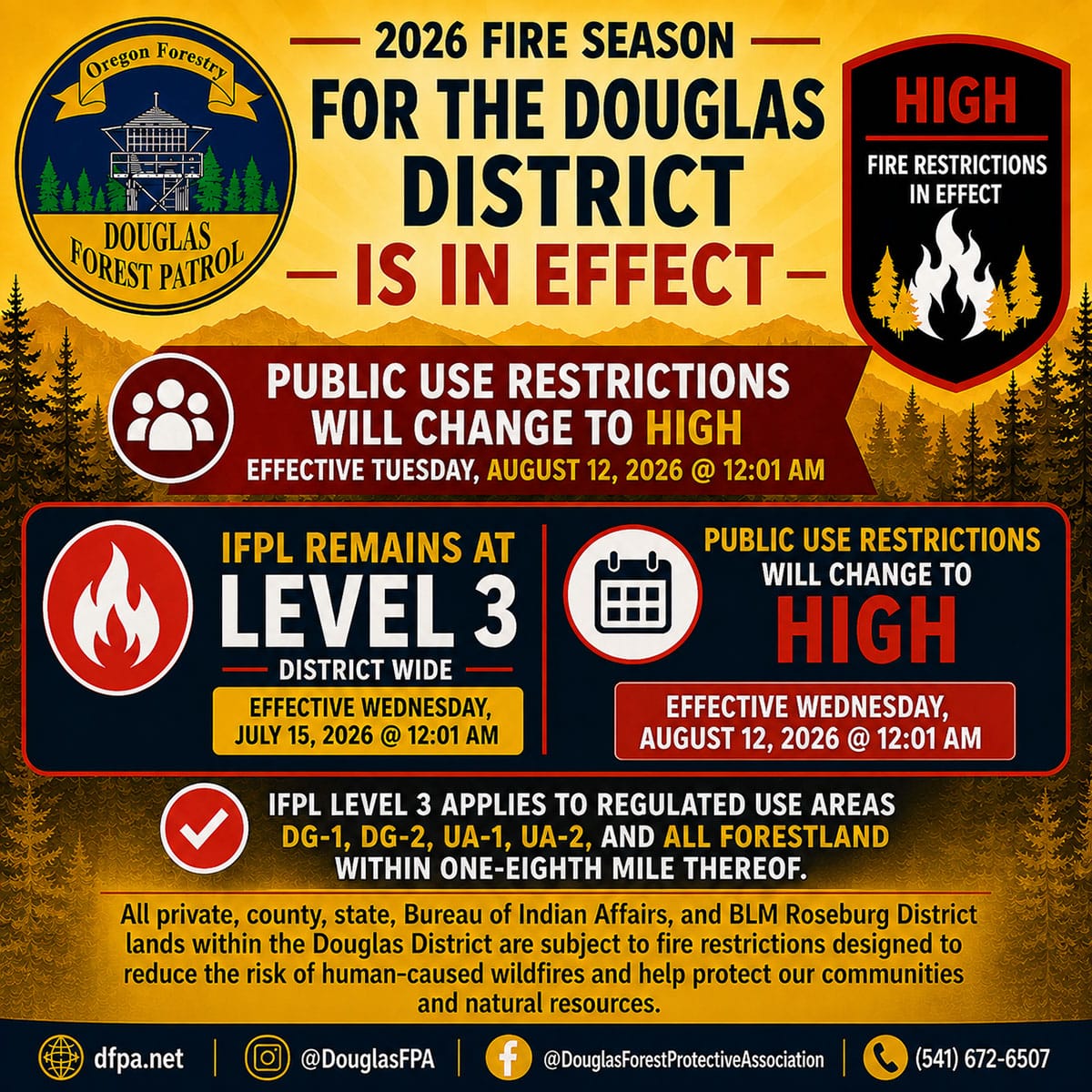 DFPA Lowers Fire Danger to High as Crews Warn About Restriction Violations