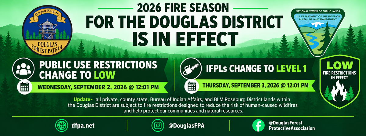 Industrial Fire Restrictions Drop to Level 1 Across Douglas District