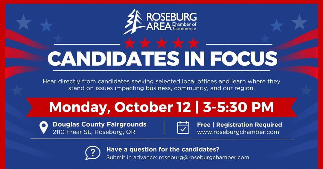 Roseburg Chamber to Host Candidates in Focus Forum Oct. 12