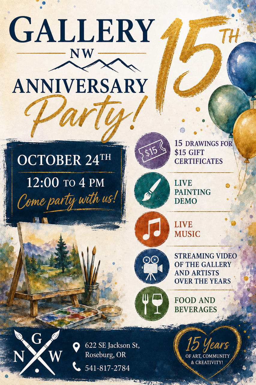 Gallery Northwest to Celebrate 15 Years With Free Downtown Roseburg Event