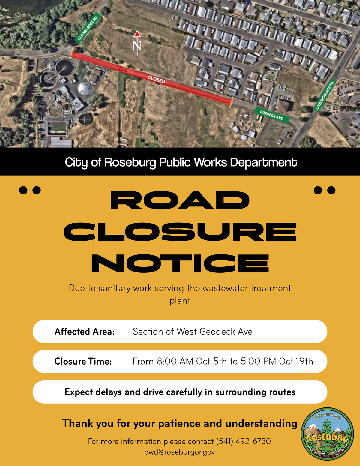 Section of W. Goedeck Avenue to Close Oct. 5–19 for Sewer Work
