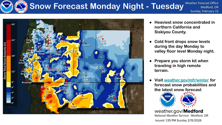 Winter Weather Advisory, Storm Warning issued for Douglas County as snow levels drop this week