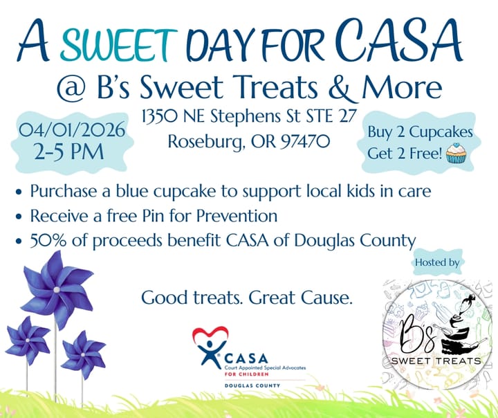 B’s Sweet Treats & More, CASA team up for April 1 fundraiser in Roseburg