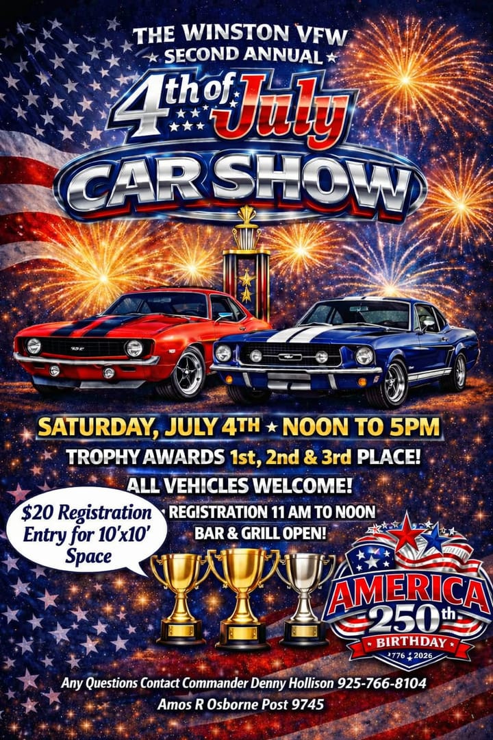 Winston VFW To Host 2nd Annual 4th Of July Car Show And Vendor Event