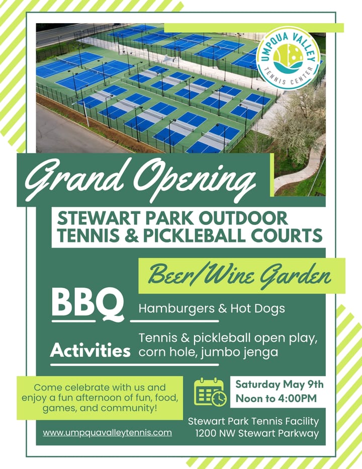 Umpqua Valley Tennis Center To Celebrate Opening Of New Outdoor Courts In May