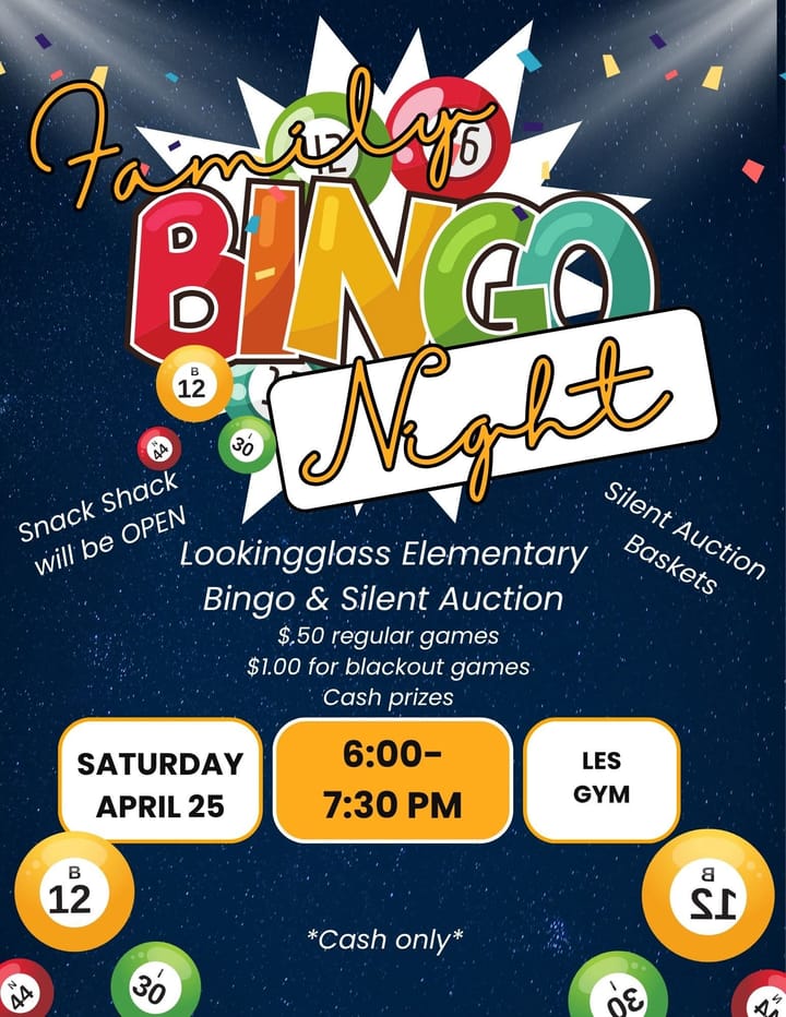 Lookingglass Elementary TAPS Program To Hold Bingo Night And Silent Auction Fundraiser