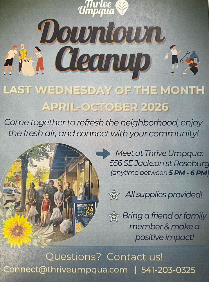 Thrive Umpqua Launches Monthly Downtown Cleanup Effort In Roseburg
