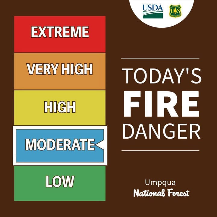 Umpqua National Forest Moves to Moderate Fire Danger, Stage 1 Restrictions Remain