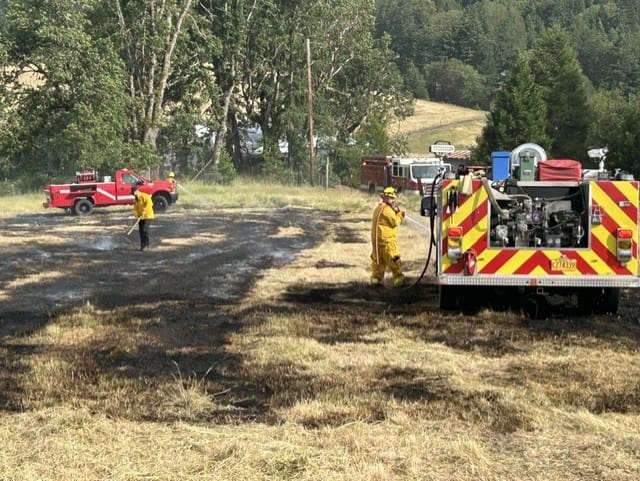 Vehicle Fire Sparks Grass Fire in Hay Field Near Longhorn Lane