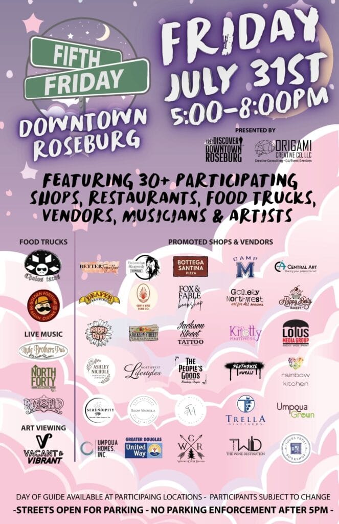 Fifth Friday Returns to Downtown Roseburg July 31