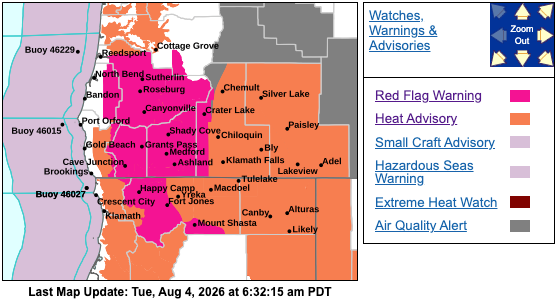 Red Flag Warning Issued for Umpqua Basin and Southern Oregon