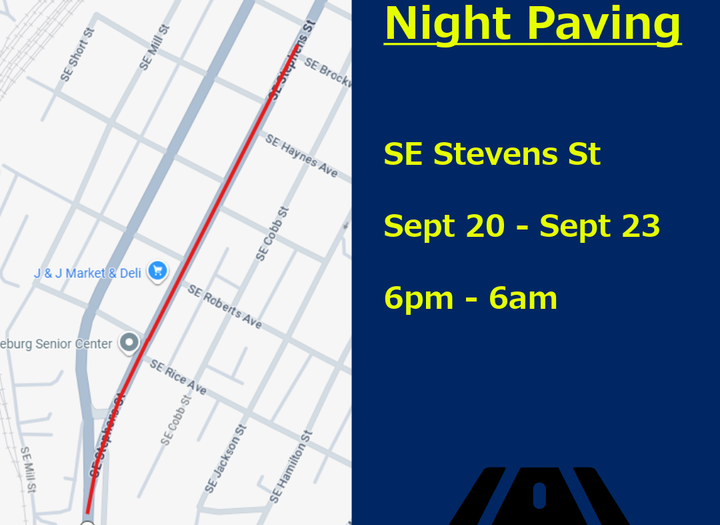 Night Paving On SE Stephens Street To Affect Traffic Entering Downtown Roseburg