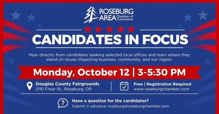 Roseburg Chamber to Host Candidates in Focus Forum Oct. 12