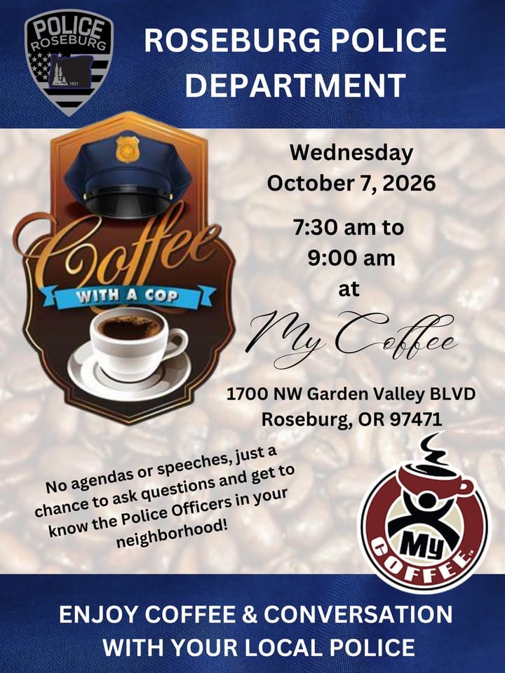Roseburg Police to Host Coffee With a Cop Oct. 7