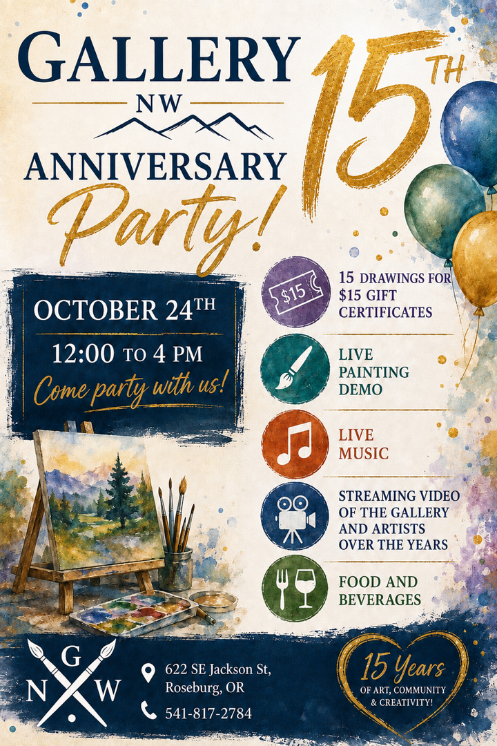 Gallery Northwest to Celebrate 15 Years With Free Downtown Roseburg Event