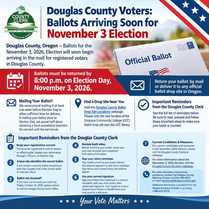 Douglas County Voters Can Expect Ballots Soon for November 3 Election